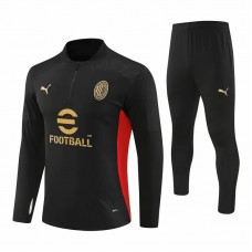 AC Milan Mens Black Training Technical Football Tracksuit 2024-25