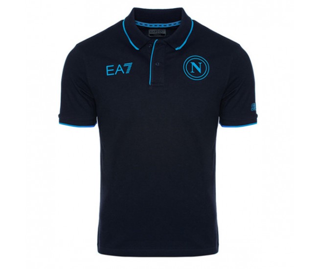 SSC Napoli Mens Navy Blue Representation Polo Shirt 23-24