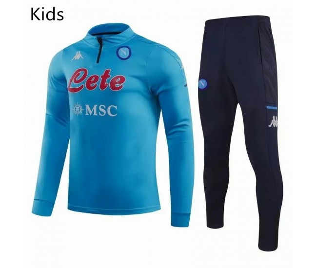 SSC Napoli Training Technical Soccer Tracksuit Blue Kids 2020