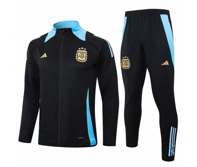 Argentina Mens Black Training Presentation Football Tracksuit 2024-25