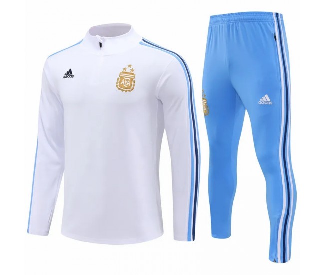 Argentina Mens White Training Technical Football Tracksuit 2023-24