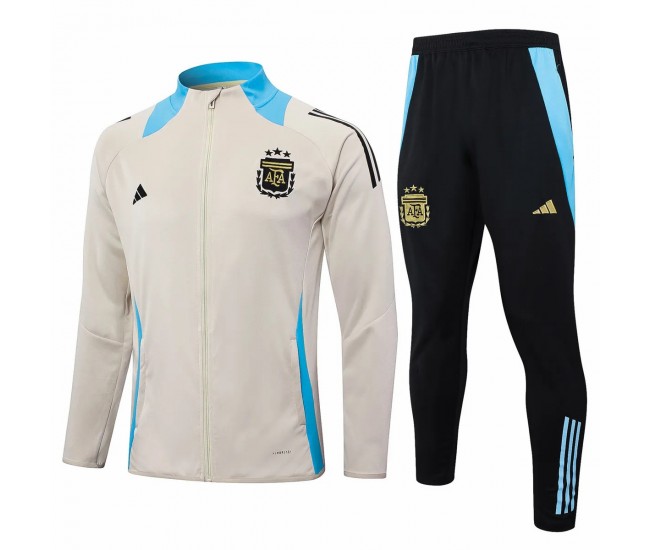Argentina Mens Beige Training Presentation Football Tracksuit 2024-25