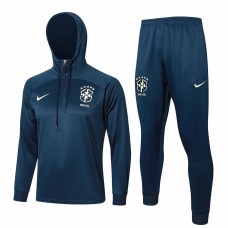 Brazil National Team Blue Hooded Training Football Tracksuit 24-25
