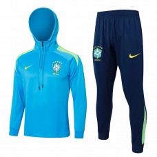 Brazil National Team Mens Blue Training Hooded Technical Football Tracksuit 2024-25