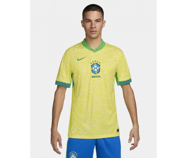 Brazil Mens Home Authentic Jersey 24-25