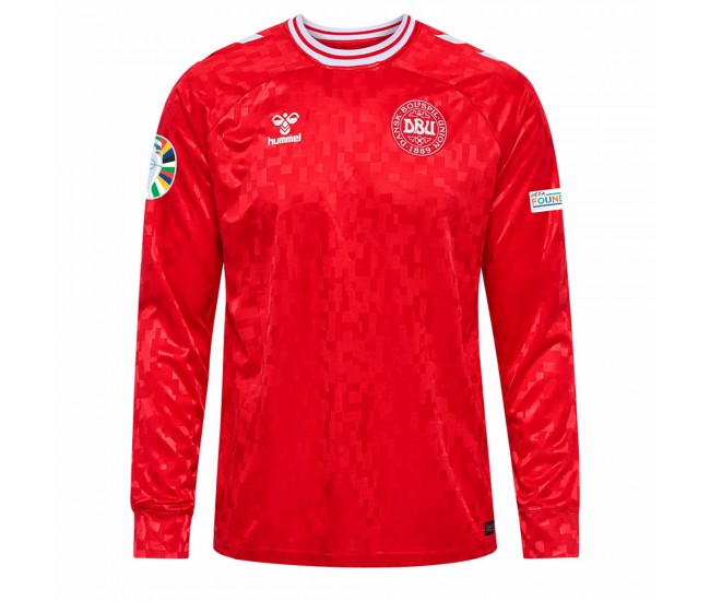 Denmark Mens Euro 2024 Home Long Sleeve Jersey