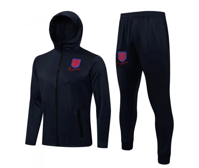 England Navy Training Hooded Presentation Football Tracksuit 2021-22 England Navy Training Hooded Presentation Football Tracksuit 2021-22