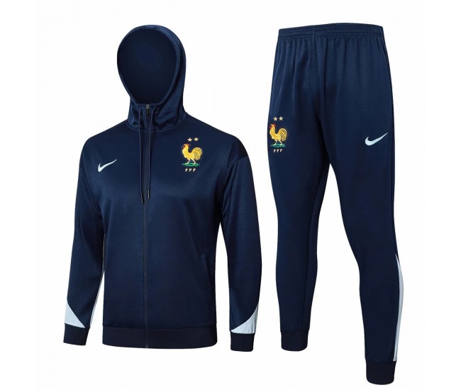 France National Team Mens Navy Training Hooded Presentation Football Tracksuit 2024-25