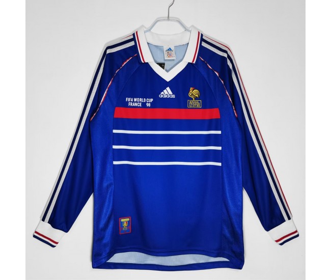 France Long Sleeve Home Retro Jersey 1998