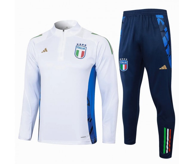 Italy Mens White Training Technical Football Tracksuit 2024-25