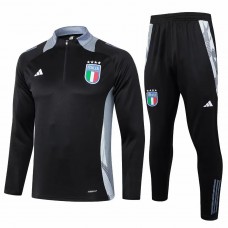 Italy Mens Black Training Technical Football Tracksuit 2024-25