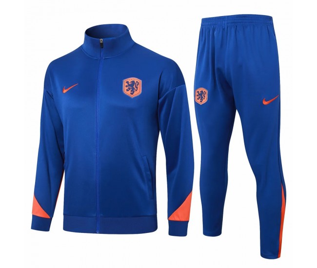Netherlands Mens Blue Training Presentation Football Tracksuit 2024-25