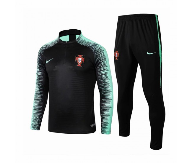 Portugal Team Black Stripe Tech Training Soccer Tracksuit 2018/19 - Kids