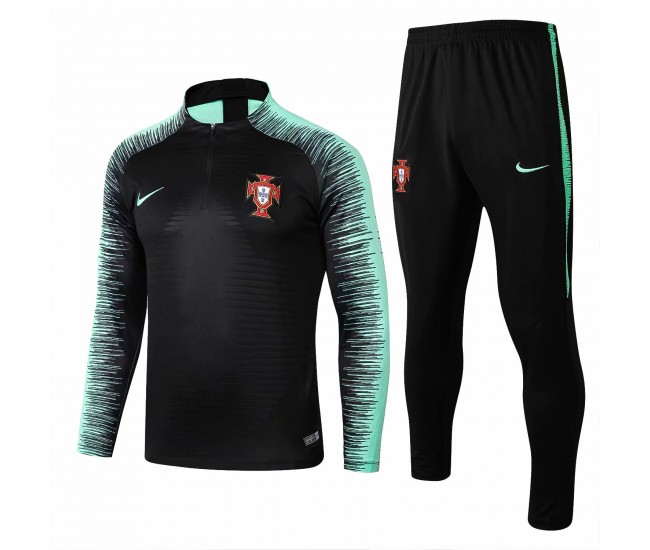 Portugal Team Black Stripe Tech Training Soccer Tracksuit 2018/19