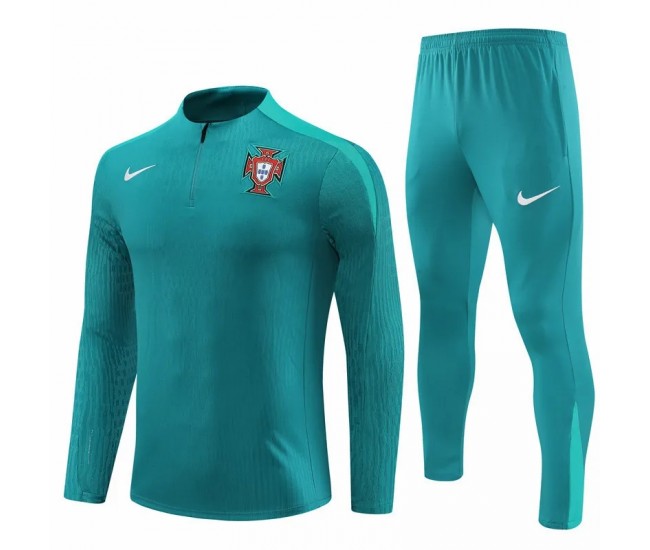 Portugal National Team Mens Mint Green Training Technical Football Tracksuit 24-25 Portugal National Team Mens Mint Green Training Technical Football Tracksuit 24-25