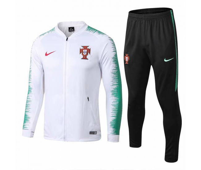 Portugal Team White Stripe Presentation Training Soccer Tracksuit 2018/19