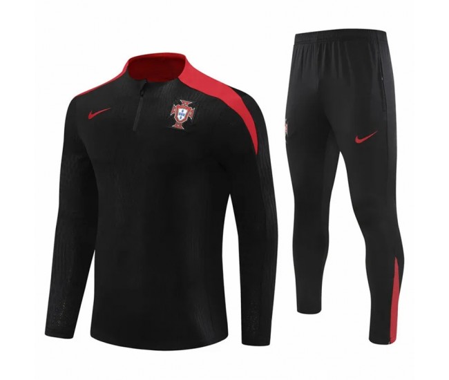 Portugal National Team Mens Black Training Technical Football Tracksuit 23-24 Portugal National Team Mens Black Training Technical Football Tracksuit 23-24