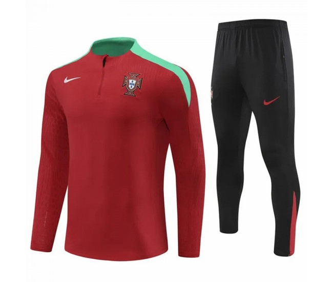 Portugal National Team Mens Red Training Technical Football Tracksuit 23-24