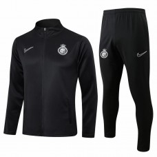 Al Nassr FC Mens Black Training Presentation Football Tracksuit 24-25